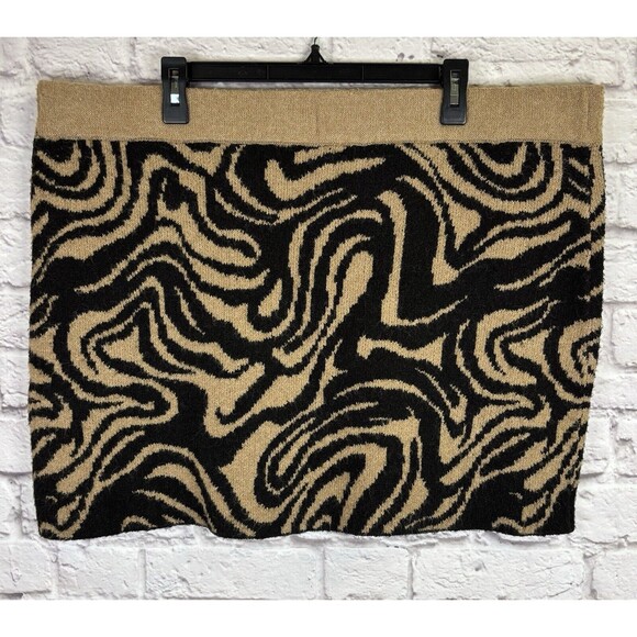 New BP Brand Animal Print Zebra Mini Skirt Sweater Textured Tan Black‎ Curvy 3X - Picture 1 of 6